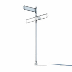 Blank Directional Signpost - 3D Model Render