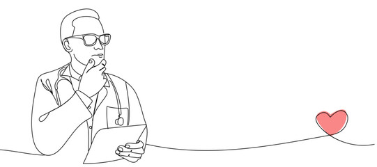 The doctor considers the medical report