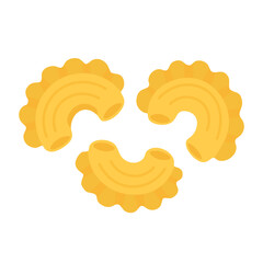 Cartoon vector of Italian mafaldine corte pasta. Cute flat illustration of curled pasta type.