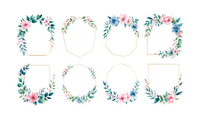 花　水彩風　イラストフレーム