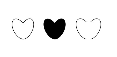 Three hearts set on a white background,