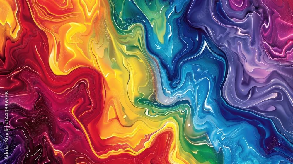 Poster vibrant diagonal brush stroke with splashes of color on a dark background. background image of vibra