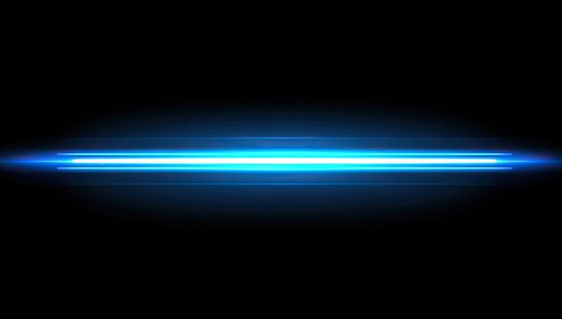 Bright blue light streak on black background