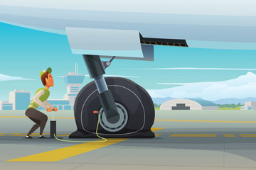airport ground service at airport sunny day