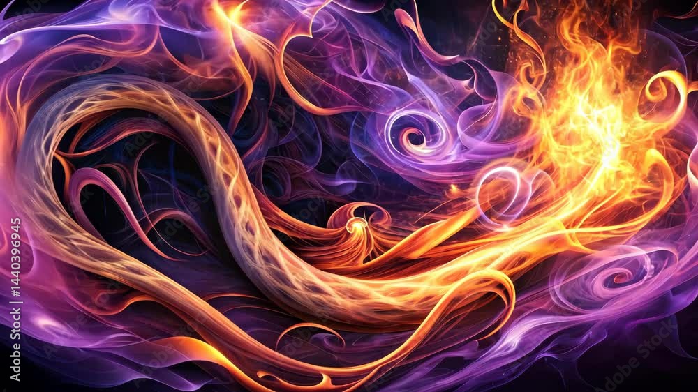 Poster mesmerizing abstract smoke and fire dance in vibrant colors and swirling patterns