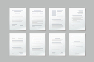 paper documents in set front view