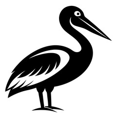 Obraz premium Pelican silhouette in black and white illustration, vector style bird design