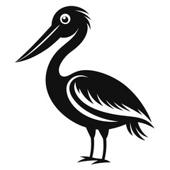 Obraz premium Pelican silhouette in black and white illustration, vector style bird design