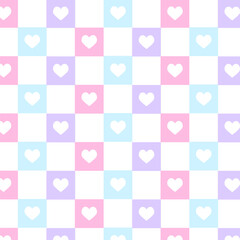 Checkered seamless pattern design with hearts