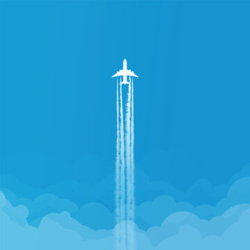 white airplane in blue sky top view
