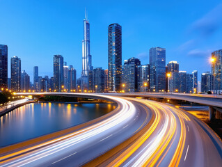 Fototapeta premium A bustling cityscape illustrating the concept of smart cities and sustainability in urban development for future living