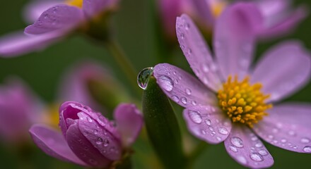 Obraz premium Dew-Kissed Petals: Macro Photography of Lilac Flowers