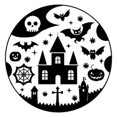 Download Vector Background With A Set Of Halloween Eps File For Design.