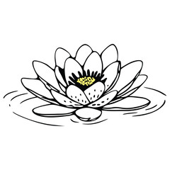 Elegant Hand Drawn Lotus Flower Illustration for Nature and Zen Designs