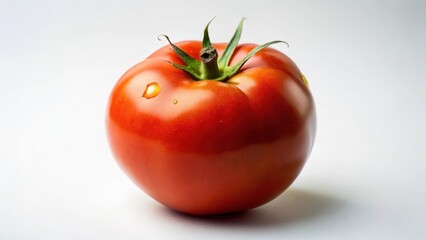A perfectly ripe tomato with a small hole or puncture mark in the skin, showcasing its natural imperfections , imperfect produce, vegetable