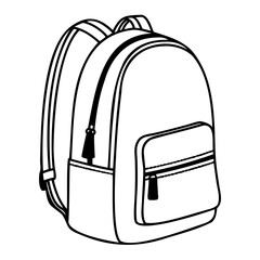 School Backpack Black Vector Icon Isolated on Clear Background