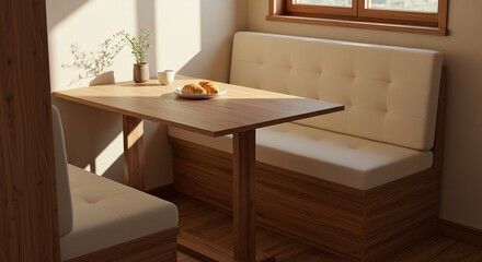 Fototapeta premium Modern Home Decor with Breakfast Nook and Sunlight