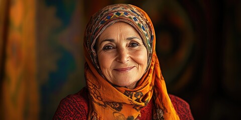 Woman wearing headscarf smiling