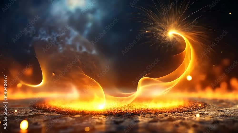 Poster fiery sparks dance and swirl, creating an ethereal spectacle of light and energy.