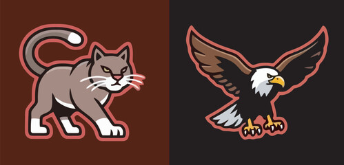 Eagle and Cat Logo with Sport Mascot Style