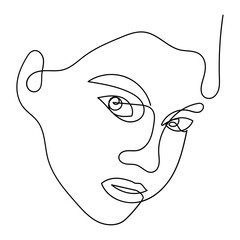 Abstract Face Line Art