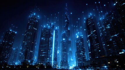 Future City Night Skyline