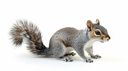 Obraz premium Majestic American Gray Squirrel Isolated on White Background