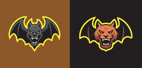 Two Bat Logo with Sport Mascot Style