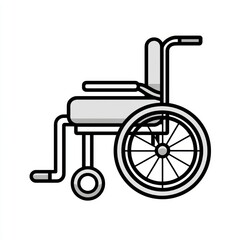 A simple illustration of a wheelchair with a clean white background.