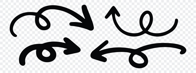 Hand Drawn Arrow Vector icon Set. Black Directional Icons and Abstract Navigation Symbols. Eps 10