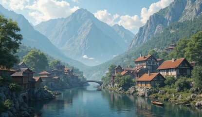 Naklejka premium lake in the mountains