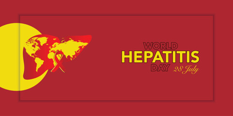 World hepatitis day poster, paper cut 3d red liver icon. Vector illustration. Hepatic desease, cancer and cirrhosis abstract concept graphic.