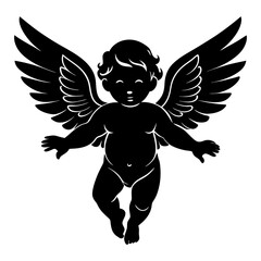 Fototapeta premium Download Baby Angel Silhouette Vector Svg File For Design.