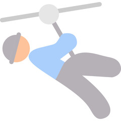 Zip Lining Flat Icon
