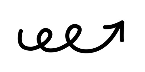 Handrawn rotating arrow with black marker