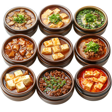 set of Ma po dou fu spicy tofu and minced meat png