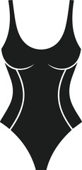 Stylish One-Piece Swimsuit Silhouette Vector for Summer Beach Fashion