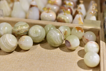 Green eggs made of precious stones