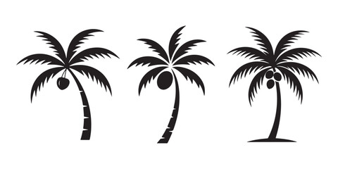 Fototapeta premium Coconut silhouette tree icon. Palm tree. Coconut palm tree icon. Vector illustration eps 10