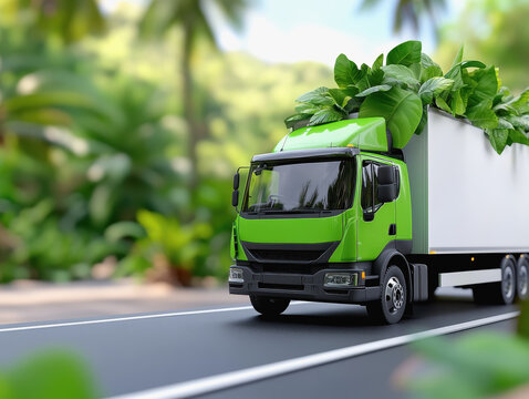 Heavy-duty truck transporting a box cargo for efficient and sustainable green transportation solutions