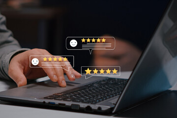 Customer service Satisfaction Survey, 5-star satisfaction, service experience rating online...