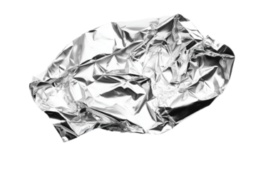 crumpled aluminum foil isolated on white or transparent png