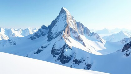 Obraz premium Snow-covered mountain peak, pure white landscape, tone, winter, serene