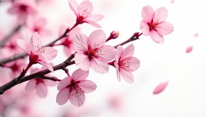 Obraz premium Intricate sakura branch pattern, white background, close-up detail, textile, japanese