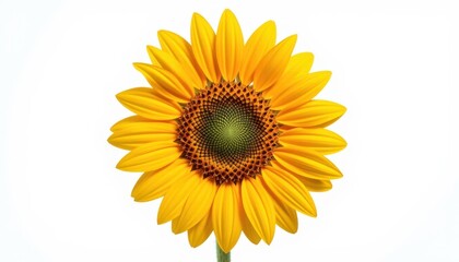 Fototapeta premium Create a high quality isolate image of a sunflower with a full bloom facing forward, placed in the center of a pure white background (RGB 255, 255, 255)