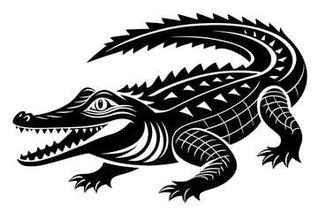 Fototapeta premium Powerful Black and White Crocodile Illustration A Striking Vector Graphic of a Reptile