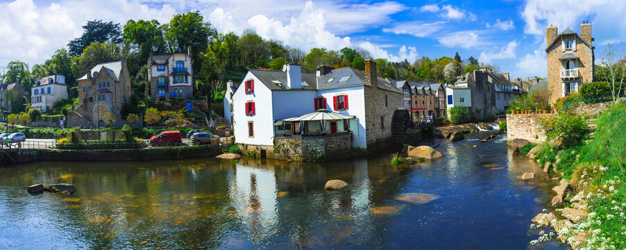 Most beautiful french villages, France. Pont Aven (Pont-aven) scenic picturesque town with charming streets and canals. Finist&egrave;re department in the Brittany region
