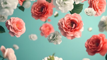 Ethereal Floral Arrangement in Pastel Hues Floating in the Air