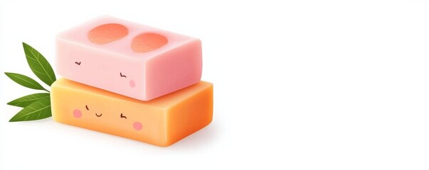 Obraz premium Cute Stacked Fruit Jellies Illustration, dessert , kawaii