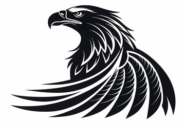 Fototapeta premium Majestic Eagle Head with Spread Wings A Powerful Black and White Illustration
